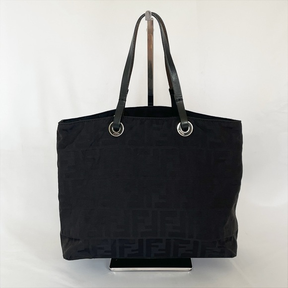 FENDI Mini Tote Bag Black on Black Zucca Canvas - Picture 4 of 16